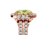 Rose gold Fancy Yellow Oval  Cut Double Halo Diamond Engagement Ring with Pave Band and Four-Prong Setting 5