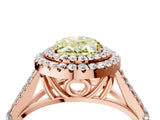 Rose gold Fancy Yellow Oval  Cut Double Halo Split Shank Diamond Ring with Prong Setting_50