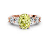Rose gold Fancy Yellow Oval  Cut Five-Stone Prong Set Diamond Ring with Classic Band_30