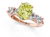 Rose gold Fancy Yellow Oval  Cut Five-Stone Prong Set Diamond Ring with Classic Band_31