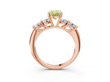 Rose gold Fancy Yellow Oval  Cut Five-Stone Prong Set Diamond Ring with Classic Band_33