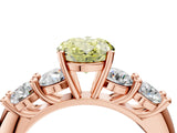 Rose gold Fancy Yellow Oval  Cut Five-Stone Prong Set Diamond Ring with Classic Band_34