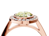 Rose gold Fancy Yellow Oval Cut Halo Bezel Diamond Pave Band Ring_4