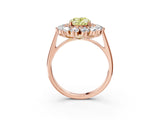Rose gold Fancy Yellow Oval Cut Halo Cluster Diamond Ring with Pave Band and Four-Prong Setting_15