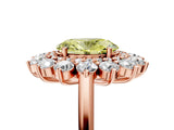 Rose gold Fancy Yellow Oval Cut Halo Cluster Diamond Ring with Pave Band and Four-Prong Setting_17