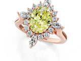 Rose gold Fancy Yellow Oval Cut Halo Diamond Cluster Ring with Marquise and Round Stones on a White Gold Band with Prong Setting_1