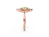 Rose gold Fancy Yellow Oval Cut Halo Diamond Cluster Ring with Marquise and Round Stones on a White Gold Band with Prong Setting_2