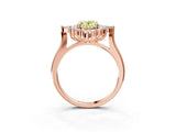 Rose gold Fancy Yellow Oval Cut Halo Diamond Cluster Ring with Marquise and Round Stones on a White Gold Band with Prong Setting_3