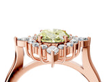Rose gold Fancy Yellow Oval Cut Halo Diamond Cluster Ring with Marquise and Round Stones on a White Gold Band with Prong Setting_4