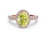 Rose gold Fancy Yellow Oval  Cut Halo Diamond Engagement Ring with Pave Band and Four-Prong Setting_28
