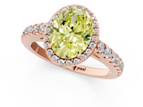 Rose gold Fancy Yellow Oval  Cut Halo Diamond Engagement Ring with Pave Band and Four-Prong Setting_29