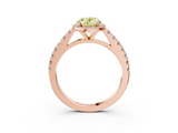 Rose gold Fancy Yellow Oval  Cut Halo Diamond Engagement Ring with Pave Band and Four-Prong Setting_31