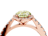 Rose gold Fancy Yellow Oval  Cut Halo Diamond Engagement Ring with Pave Band and Four-Prong Setting_32