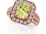 Rose gold Fancy Yellow Oval Cut Halo Diamond Engagement Ring with Pave Split Shank and Four-Prong Setting_13