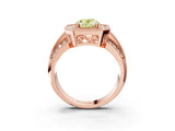 Rose gold Fancy Yellow Oval Cut Halo Diamond Engagement Ring with Pave Split Shank and Four-Prong Setting_15