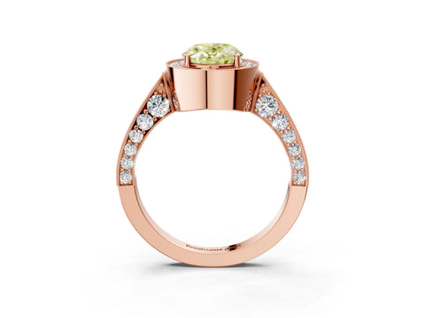 Rose gold Fancy Yellow Oval Cut Halo Diamond Engagement Ring with Split Shank Band and Four-Prong Setting_3