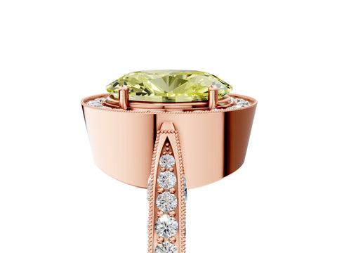 Rose gold Fancy Yellow Oval Cut Halo Diamond Engagement Ring with Split Shank Band and Four-Prong Setting_5
