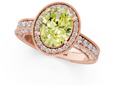 Rose gold Fancy Yellow Oval  Cut Halo Diamond Pave Band Ring with Four-Prong Setting_26