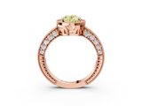 Rose gold Fancy Yellow Oval  Cut Halo Diamond Pave Band Ring with Four-Prong Setting_28