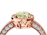 Rose gold Fancy Yellow Oval  Cut Halo Diamond Pave Band Ring with Four-Prong Setting_29