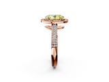 Rose gold Fancy Yellow Oval  Cut Halo Diamond Pave Band with Four-Prong Setting_39