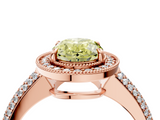 Rose gold Fancy Yellow Oval  Cut Halo Diamond Pave Band with Four-Prong Setting_41