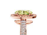 Rose gold Fancy Yellow Oval  Cut Halo Diamond Pave Band with Four-Prong Setting_42