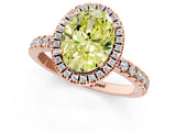 Rose gold Fancy Yellow Oval Cut Halo Diamond Pave Band with Prong Setting_1