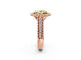 Rose gold Fancy Yellow Oval Cut Halo Diamond Ring with Beaded Split Shank and Four-Prong Setting_2