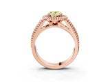 Rose gold Fancy Yellow Oval Cut Halo Diamond Ring with Beaded Split Shank and Four-Prong Setting_3