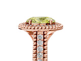 Rose gold Fancy Yellow Oval Cut Halo Diamond Ring with Beaded Split Shank and Four-Prong Setting_5