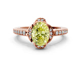 Rose gold Fancy Yellow Oval  Cut Halo Diamond Ring with Channel Set Band and Four-Prong Setting_32