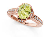 Rose gold Fancy Yellow Oval  Cut Halo Diamond Ring with Channel Set Band and Four-Prong Setting_33