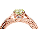 Rose gold Fancy Yellow Oval  Cut Halo Diamond Ring with Channel Set Band and Four-Prong Setting_36