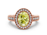 Rose gold Fancy Yellow Oval  Cut Halo Diamond Ring with Pavé Band and Four-Prong Setting_69