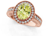 Rose gold Fancy Yellow Oval  Cut Halo Diamond Ring with Pavé Band and Four-Prong Setting_70