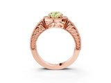 Rose gold Fancy Yellow Oval  Cut Halo Diamond Ring with Pavé Band and Four-Prong Setting_72