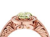 Rose gold Fancy Yellow Oval  Cut Halo Diamond Ring with Pavé Band and Four-Prong Setting_73