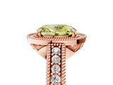 Rose gold Fancy Yellow Oval  Cut Halo Diamond Ring with Pavé Band and Four-Prong Setting_74