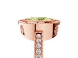 Rose gold Fancy Yellow Oval  Cut Halo Diamond Ring with Pavé Band and Milgrain Prong Setting_37