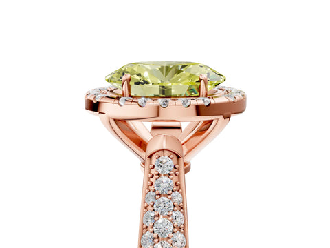 Rose gold Fancy Yellow Oval Cut Halo Diamond Ring with Pavé Band_5