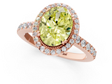 Rose gold Fancy Yellow Oval  Cut Halo Diamond Ring with Pave Band and Four-Prong Setting_25