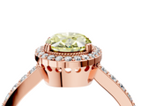 Rose gold Fancy Yellow Oval  Cut Halo Diamond Ring with Pave Band and Four-Prong Setting_28