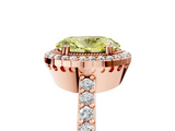 Rose gold Fancy Yellow Oval  Cut Halo Diamond Ring with Pave Band and Four-Prong Setting_29