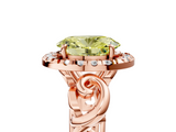 Rose gold Fancy Yellow Oval  Cut Halo Diamond Ring with Scrollwork Band and Four-Prong Setting_138