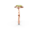 Rose gold Fancy Yellow Oval Cut Halo Diamond Ring with Solitaire Band and Prong Setting_2