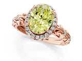 Rose gold Fancy Yellow Oval Cut Halo Diamond Solitaire with Filigree Band and Four-Prong Setting_13