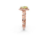 Rose gold Fancy Yellow Oval Cut Halo Diamond Solitaire with Filigree Band and Four-Prong Setting_14
