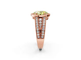 Rose gold Fancy Yellow Oval Cut Halo Diamond Split Shank Ring with Prong Setting_2