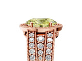 Rose gold Fancy Yellow Oval Cut Halo Diamond Split Shank Ring with Prong Setting_5